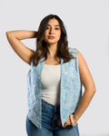 Luna Vest – Embroidered Denim
